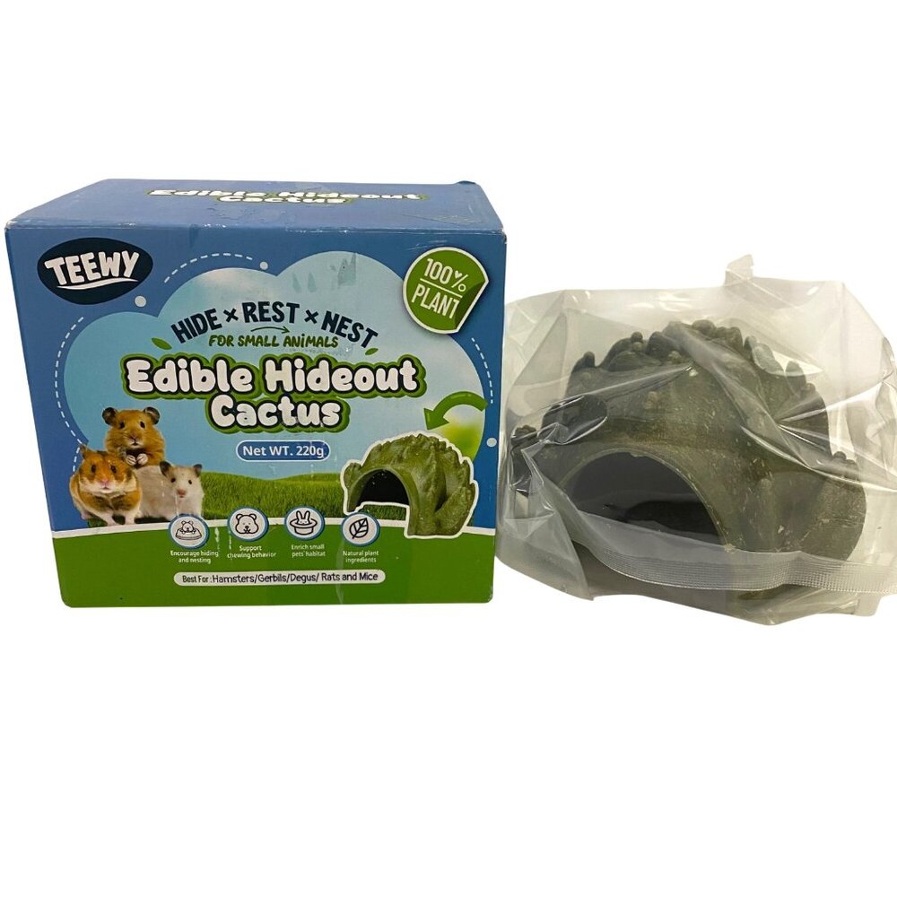 Teewy Edible Cactus Hideout Green Small Pet Rodents Dwarf Hamster Mouse Mice New